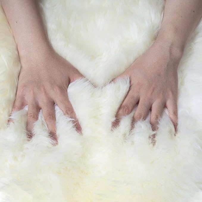 MH MYLUNE HOME Genuine Sheepskin Rug, New Zealand Luxury Sheepskin Carpet Natural, Real Sheepskin Seat/Chair Cover Soft, Sheepskin Runner for Bedroom/Living Room,2 X 6 Ivory White