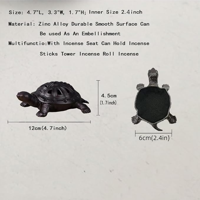2Pcs Incense Burner, Incense Holder with Incense Stick Holder, Vintage Censer Metal Turtle Ash Catcher, use for Stick or Coil Incense Sage Cones
