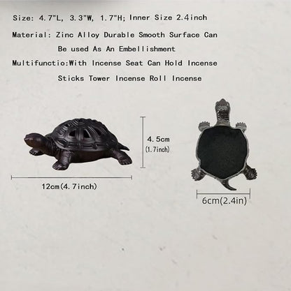 2Pcs Incense Burner, Incense Holder with Incense Stick Holder, Vintage Censer Metal Turtle Ash Catcher, use for Stick or Coil Incense Sage Cones