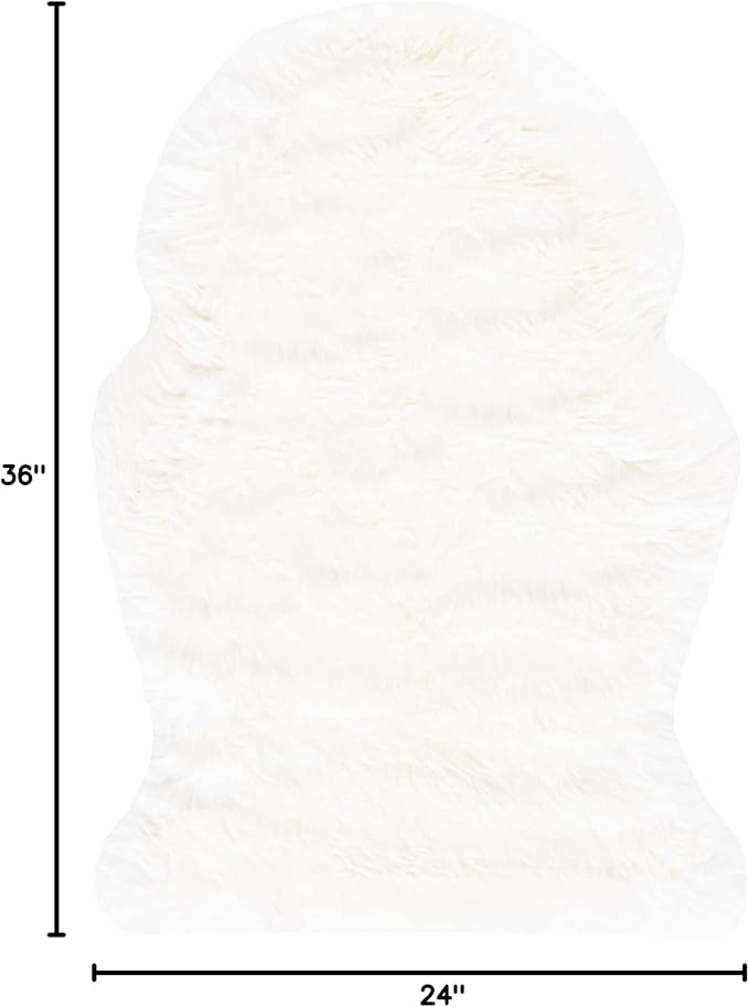 SAFAVIEH Sheep Skin Collection Accent Rug - 2' x 3', Natural & White, Handmade Rustic Glam Genuine Pelt, 3.4-inch Thick Ideal for High Traffic Areas in Entryway, Living Room, Bedroom (SHS211A)
