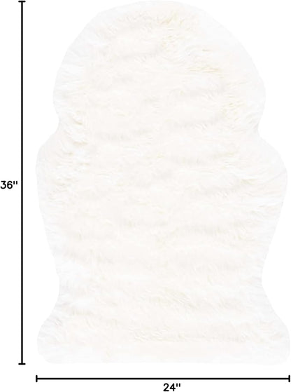 SAFAVIEH Sheep Skin Collection Accent Rug - 2' x 3', Natural & White, Handmade Rustic Glam Genuine Pelt, 3.4-inch Thick Ideal for High Traffic Areas in Entryway, Living Room, Bedroom (SHS211A)