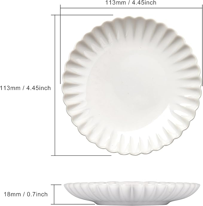 Ceramic Jewelry Dish, Decorative Tray for Rings Earrings Necklaces Bracelet Watch Keys, 4.50" Trinket Tray as Gifts for Women (White Wave)