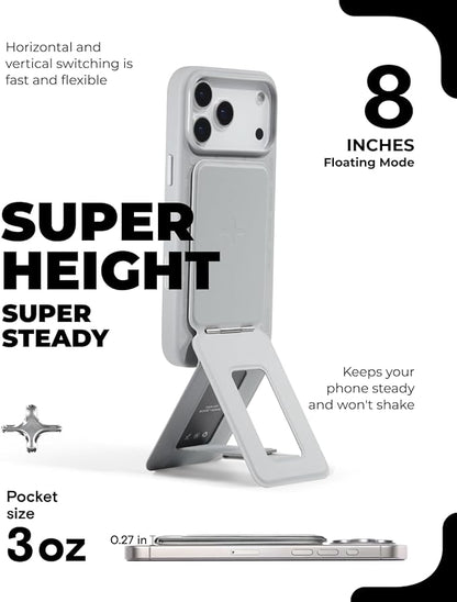 MOFT Phone Tripod Stand Selfie Stick x Tombogo for iPhone, Multi-Angles iPhone Stand, Lightweight & Portable Phone Holder, Strong Magnets, MOVAS Vegan Leather, Misty Cove (Without Card Slot)