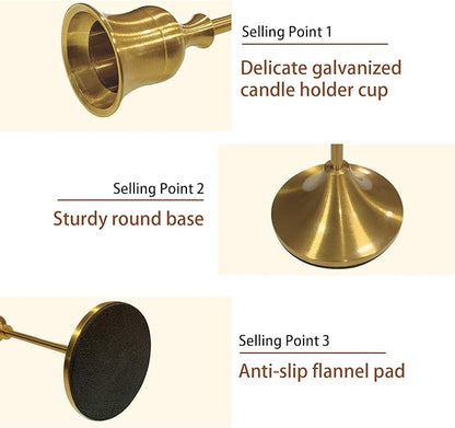 Candle Holder Brass Gold Candlestick Holders Set of 6, Metal Taper Candle Holders for Table Centerpiece Fits 3/4 inch Candles, Tall Candle Stands for Halloween Thanksgiving Christmas