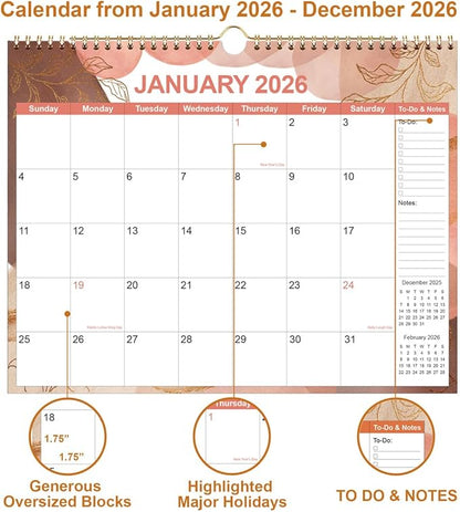 2026 Calendar - Wall Calendar 2026 from January 2026 - December 2026, 12 Months Calendars with Thick Paper, 11" x 14.5", Gold Leaf