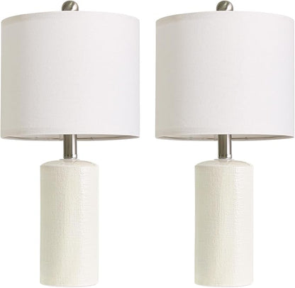 20.5" Small Table Lamps for Living Room Lamp Set of 2 Ceramic Lamps for Bedroom Bedside Lamps Modern Boho Lamps for Night Stands Farmhouse Nightstand Lamp Side End Table Lamp, White