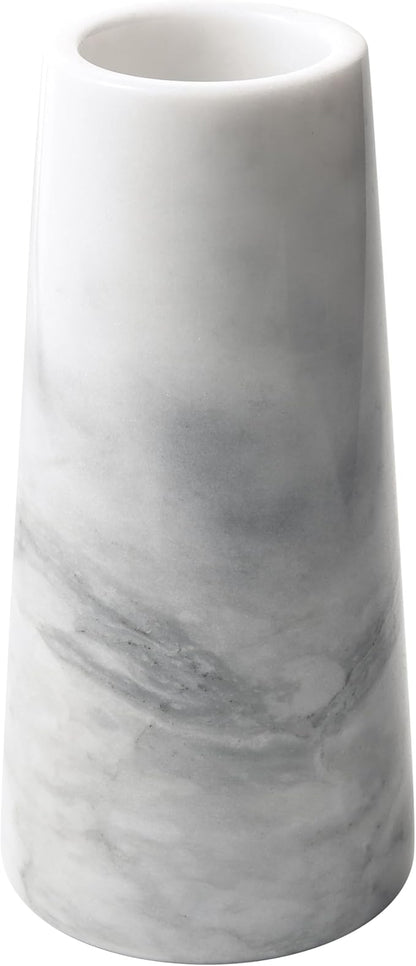 A Grade Natural Marble White Flower Vase, Finely Polished Stone, Decorative Modern Floral Vase, Concisely Designed Centerpiece, Bedroom, Office Wedding (Cylinder)
