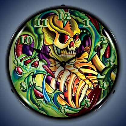New Tattoo Skull Retro Vintage Style Advertising LED Lighted Clock - Ships Free Next Business Day to Lower 48 States