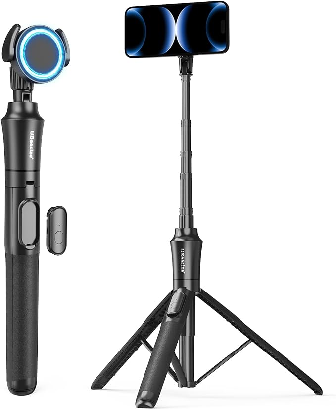 UBeesize 72'' Magnetic Tripod for iPhone with Remote, Extendable Cell Phone Tripod Stand, Compatible with MagSafe, Selfie Stick Tripod for iPhone 15 14 13 12 11 Series and Android Phones