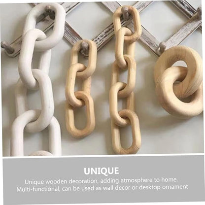 OSALADI Wood Chain Link Decor Aesthetic Wooden 3-Links Chain for Home Art Natural Wood Material for Living Room and Table Decor Rustic Boho Style