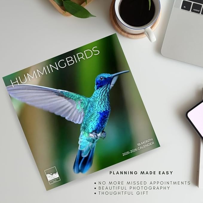 Hummingbirds Wall Calendar 2026 | 12" x 24" Open | Giftable Nature Calendar 2026 | Thick & Sturdy Paper for Organizing & Planning | Pacific Waters Press (Hummingbirds)
