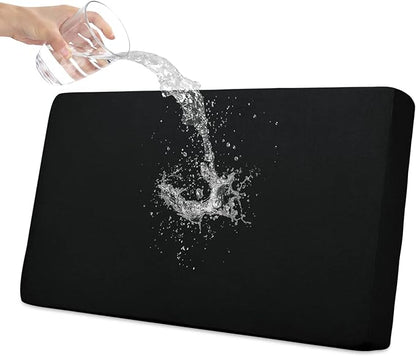 Easy-Going 100% Waterproof Loveseat Sofa Seat Cushion Slipcovers Couch Cushion Cover Stretch Furniture Protector for Kids, Pets (Loveseat Cushion, Black)
