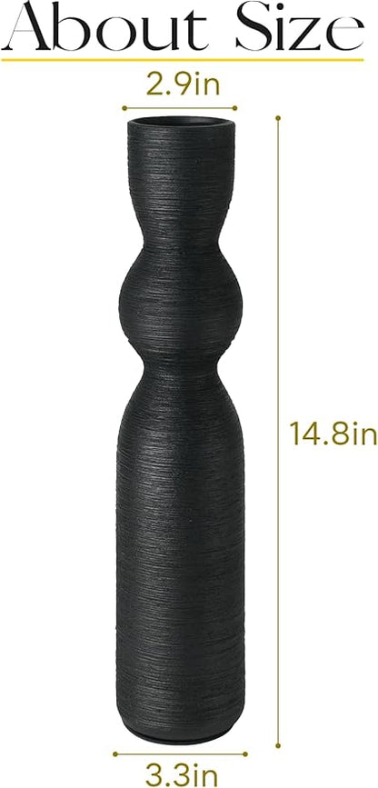 Tall Black Vase 15 Inch Tall Skinny Vases, Handmade Ceramic Flower Vase Modern Minimalist Style Decor for Living Room, Home, Office, Centerpiece,Table and Wedding Party - Black