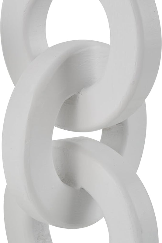 Deco 79 Wooden Decorative Candle Holder Chain Link Candle Stand, Set of 3 Candlestick Holder 13", 11", 9" H, White