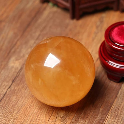 4 inch Natural Citrine Crystal Sphere Ball Feng Shui Ornament+Stand and One Free Bracelet (2.5inch|(65mm))