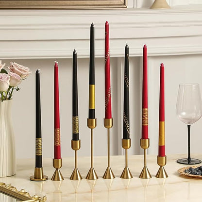 Brass Gold Candlestick Holder,Taper Candle Holders,Set of 3 Candle Stick Holders,Vintage Modern Decorative Centerpiece for Table Mantel Wedding Housewarming