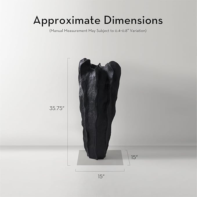 Playa Floor Vase, Organic Modern Sculptural Vase with Textured Finish, Minimalist Statement Piece for Contemporary Home Decor & Interior Design, Black