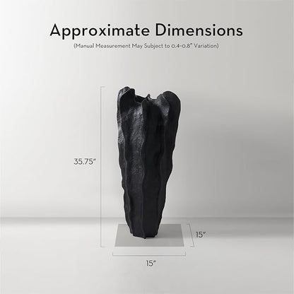 Playa Floor Vase, Organic Modern Sculptural Vase with Textured Finish, Minimalist Statement Piece for Contemporary Home Decor & Interior Design, Black