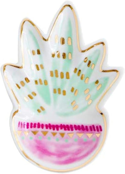 Stephanie Imports Ceramic Trinket Plate and Decorative Jewelry Dish (Succulent)