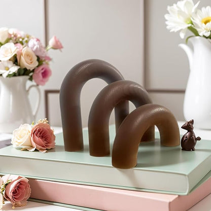 3Pcs Wood Arch Decor Accents - Home Book Table Decorative Rustic Arch Decor Modern Boho Minimalist Coffee Table Bookshelf Living Room Entryway Aesthetic Decorations Objects (Coffee)
