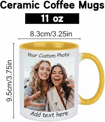 G9W168 Custom Coffee Mug, Customizable Coffee Cups with Pictures Personalized Ceramic Mug for Gifts Novelty Personalized Mugs for Friends (Yellow)