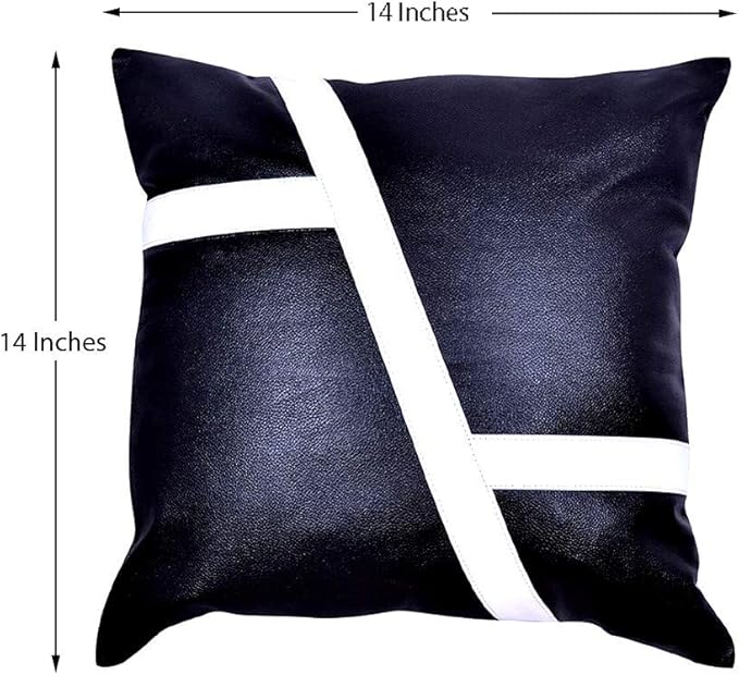 D DOLLY LAMB Lambskin Leather Pillow Cover - Sofa Cushion Case - Decorative Throw Covers for Living Room & Bedroom, 22x22 Inches - Blue Pack of 1