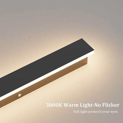 2 Pack 47.2In Long Outdoor LED Wall Lights IP65 Waterproof Black Modern Exterior Light 3000K for Courtyard Patio Porch