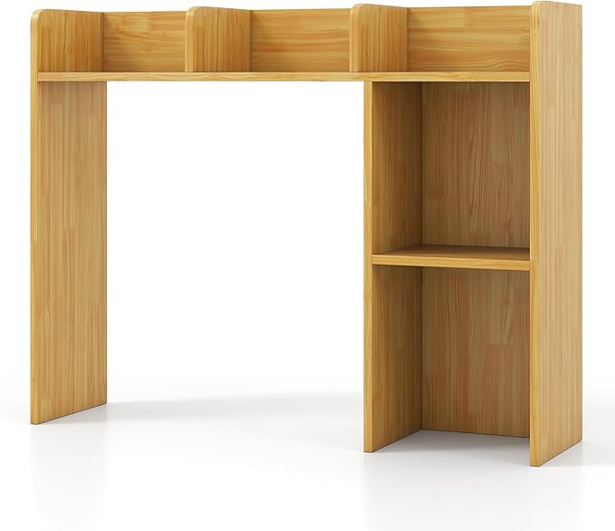 Desktop Bookshelf, 3-Tier Wood Countertop Bookcase with 5 Shelves, Desk Hutch for College Dorm, Multipurpose Desk Organizer Shelf Display Rack for Home Office, Hutch Top Only