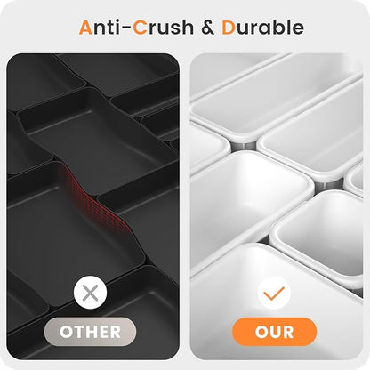 A-LuGei 【𝟮𝟴𝗣𝗖𝗦】 【𝟱𝗦𝗶𝘇𝗲】 White Drawer Organizer, Makeup organizer, 【Holds 177 Items】 Bathroom Organizers and Storage, Plastic Desk Organizer Divider, Organizer Bins for Office Vanity