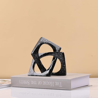 DOVDOV Black Home Room Decor, Geometric Knot Figurines, Unique Home Decor, Modern Decorations for Shelf Mantle Coffee Table tv Stand Console trinkets.