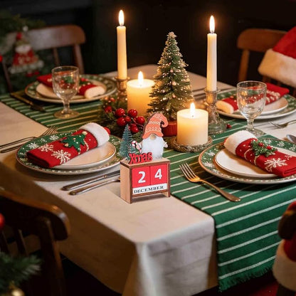 Wooden Christmas Countdown Advent Calendar: Santa Block Calendar with Wood Date - Cute Date Display Blocks Desk Accessory for Home Table Mantel(Xmas Letter)
