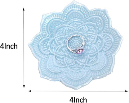 PUDDING CABIN Blue Mandala Ring Dish, Birthday Gift for Friend Female Women Mom Girls