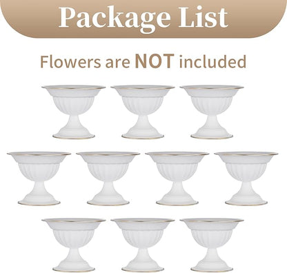 Sziqiqi White Flower Arrangements Pot Vase for Wedding Centerpieces Tables - 10 Pcs Small Metal Flower Planter Urn Vase Pot for Weddings Party Birthday Ceremony