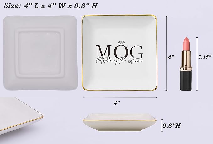 MOG,Wedding Mother of the Groom Gifts from Bride,Bridal Shower Gifts for Mother-In-Law from New Daughter,Thank You Presents for New Mom-Ceramic Jewelry Tray Trinket Holder Ring Dish