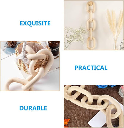 HOLIDYOYO Wood Chain Link Decor Rustic Farmhouse Wall Art Elegant Hanging Ornament for Home Compact Design for Coffee Table Bookshelf Natural Wood Accent for Any