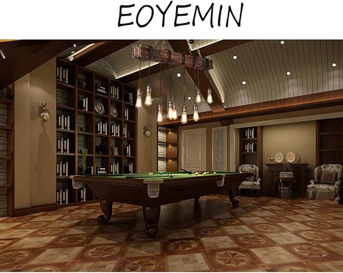 10-Lights Rustic Chandelier Wooden Retro Pendant Light Industrial Suspension Light Wood Chandelier -line can be Adjusted Freely