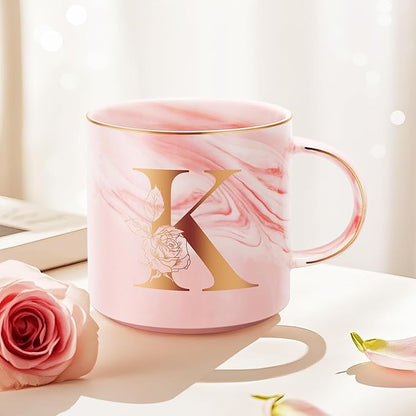 Valentines Day Gifts for Her, Anniversary Birthday Galentines Gifts for Women Mom Grandma Friend Sister Wife Teacher Coworker, Personalized Initial Customized Gift Monogrammed A-Z Coffee Mug 12 OZ(K)