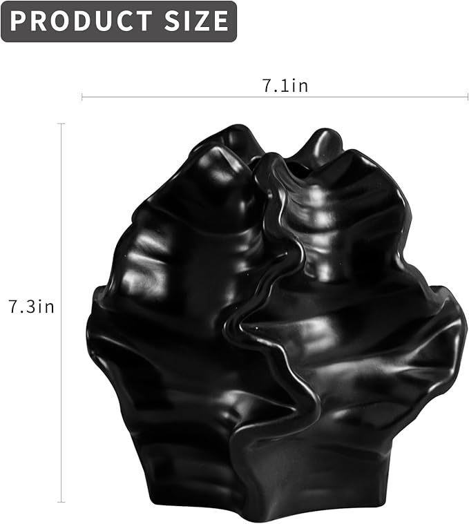 Tongyu Home Ceramic Black Artistic Coral Vase, Wabi-Sabi Modern Decor Sculpture for Home, Unique Centerpiece for Living Room, Bedroom, Office