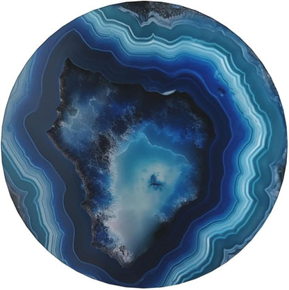 6 Pcs Ceramic Coasters with Holder Absorbent Drink Round Blue Agate Geode Print Design for Home Table Coffee Cup Wine Beer Bar,Size 4.4 inches