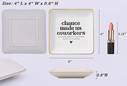 Funny Colleagues Promotion,Farewell,Retirement,Goodbye,Leaving New Job Gift for Woman,Friends,Coworkers,Boss,Leader-Christmas Gift-Jewelry Tray Trinket Holder Ring Dish-Chance Made Us Coworkers