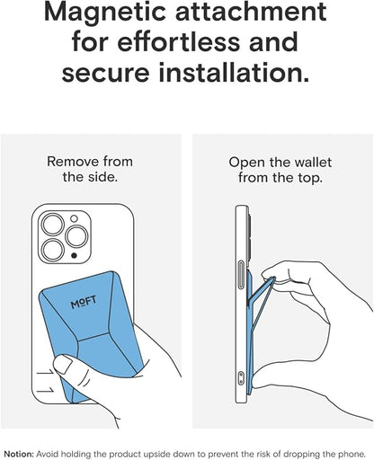 MOFT Magnetic Wallet Stand Compatible with iPhone 17/16/15/14/13/12 Series, Angle Adjustment & Magsafe Compatible MOVAS Phone Stand,Faded Jeans