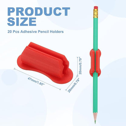 PATIKIL 20 Pcs Adhesive Pencil Holders for Desk, Universal Pencil Clip Silicone Pen Holder Office Desk Pen Organizer for Wall Clipboard Teacher Supplies, Red