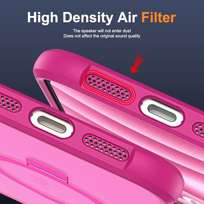 Compatible with iPhone 17 Case with Invisible Magnetic O-Ring Stand Military-Grade Translucent Phone Case for iPhone 17 6.3" [Compatible with Mag-Safe][Great Grip Feeling], Rose