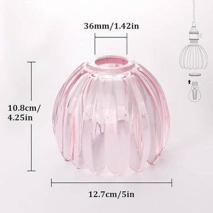 Tulip Lamp Shades Replacement, 5" Dia. * 4.25" H Pink Glass Sconce Shade Heavy and Thick for Wall Sconces Pendant Lights Ceiling Lights Chandelier, 1 Pack