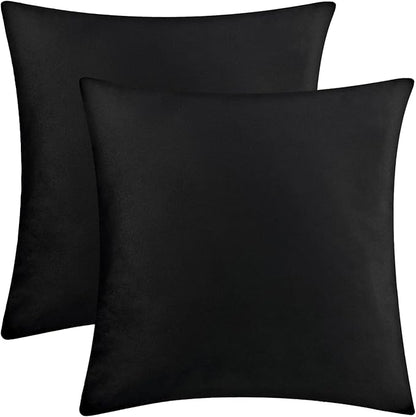2 Pack 18x18 Pillow Cover Velvet Pillow Covers, Square Throw Pillow Covers for Living Room Decorations Throw Pillow Case, Throw Pillow Cover Cushion Cover for Sofa Bedroom Car, Black Velvet