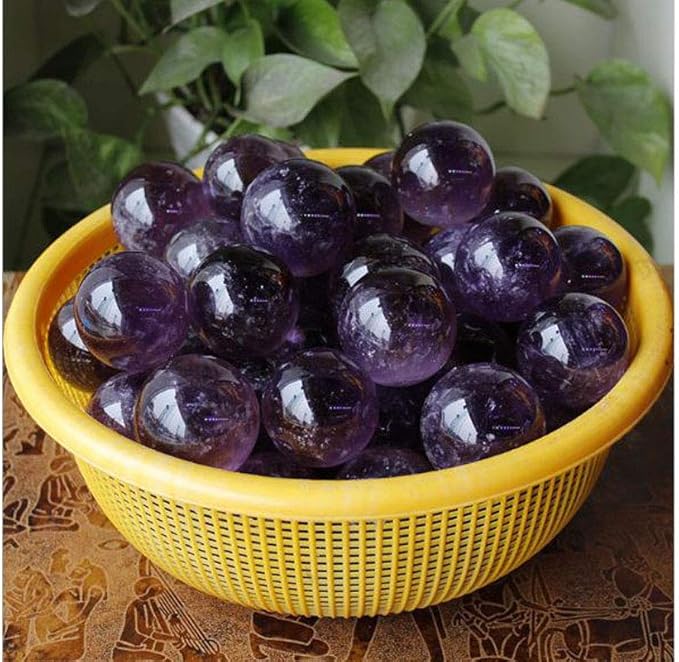 StoneStory Natural Amethyst Healing Crystal Sphere Ball Gemstone for Reiki Balancing Meditation Energy Home and Office Decoration 45mm 150grams (4.5cm, Amethyst)