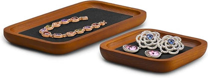 Solid Wood Jewelry Display Flat Tray for Rings Earrings Necklace Bracelet, Jewelry Photograph Display(Grey,M)