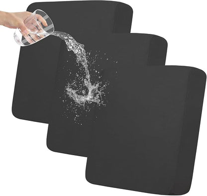 Easy-Going 100% Waterproof Chair Oversized Sofa Seat Cushion Slipcovers Couch Cushion Cover Stretch Furniture Protector for Kids, Pets (3-Piece Oversized Sofa Cushion, Dark Gray)