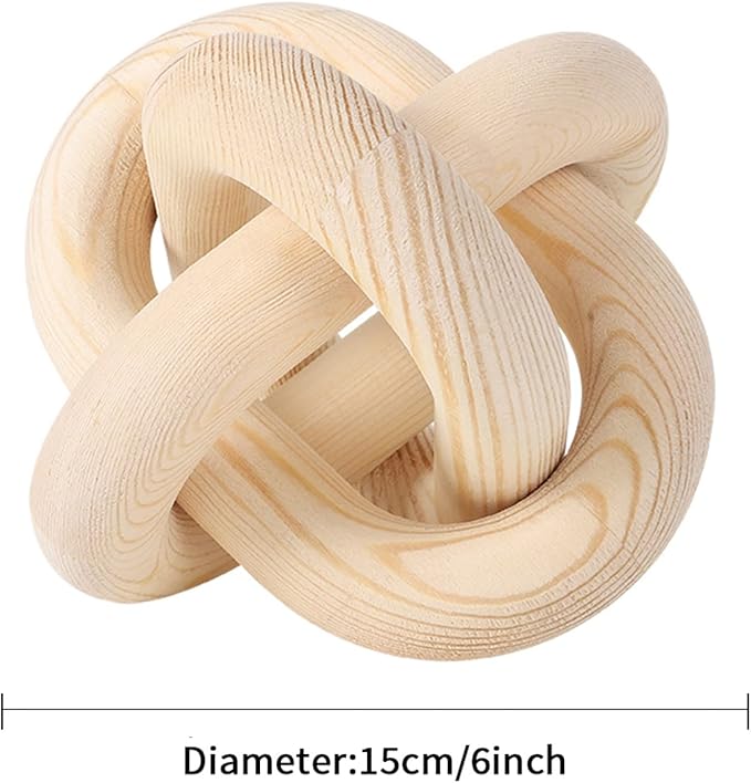 Ochine Wood Chain Link Decor 3 Link Decorative Chain Knot Hand Carved Pine Wood Chain Decor Modern Farmhouse Coffee Table Decor Wooden Rustic Chain Decor Boho Bead Garland for Living Room Bedroom