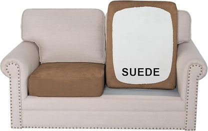 H.VERSAILTEX Suede Couch Cushion Covers Stretch Couch Covers for Sofa Thick Soft Sectional Couch Covers Sofa Covers Washable (2 Piece Loveseat Covers, Mocha)